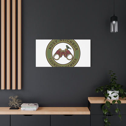 Nosy Neighbor Binoculars Logo Canvas — Retro Birding Art | Grandpa Core Country Core | Flipped Stitch