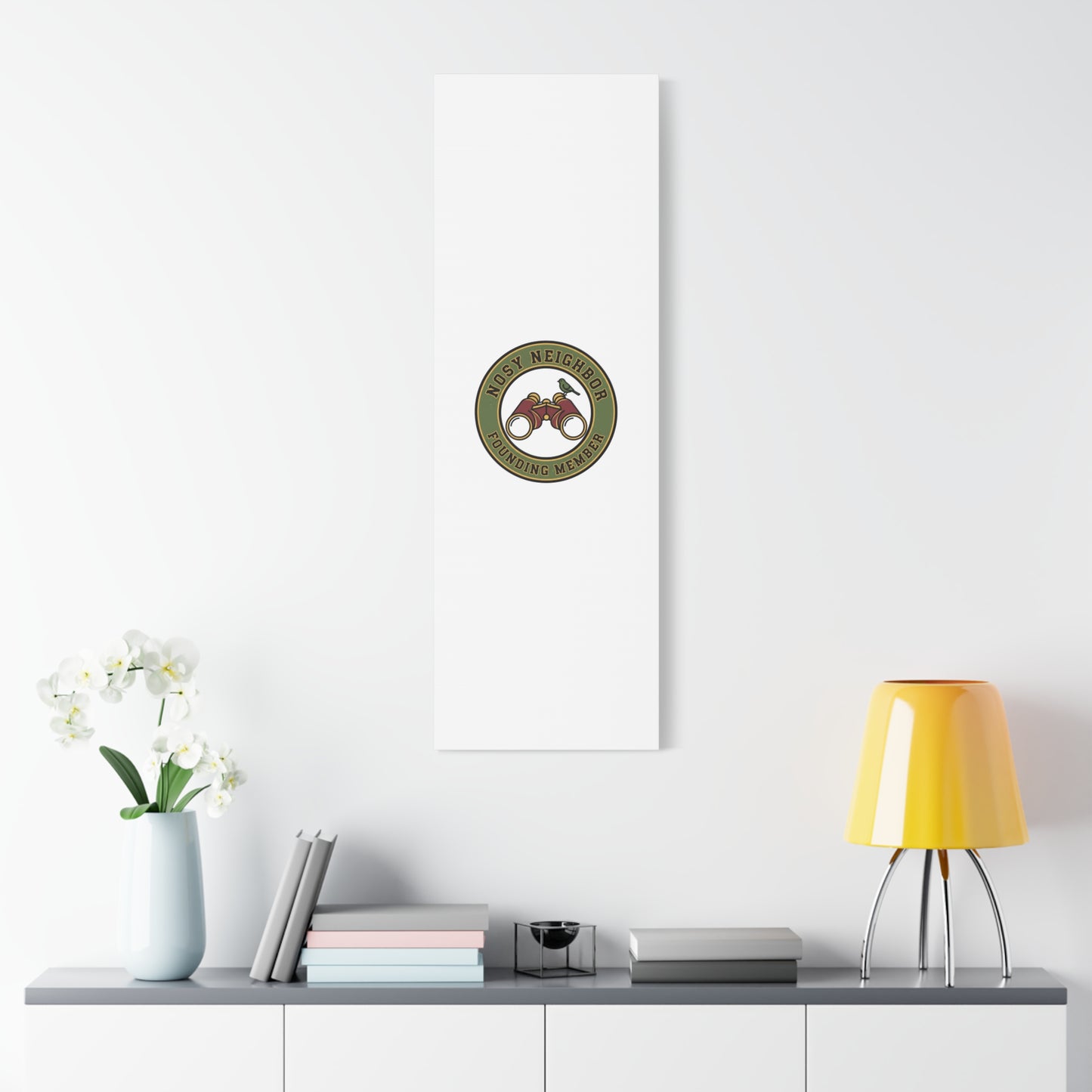 Nosy Neighbor Binoculars Logo Canvas — Retro Birding Art | Grandpa Core Country Core | Flipped Stitch