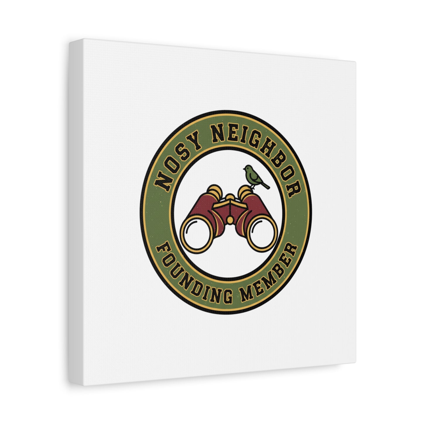 Nosy Neighbor Binoculars Logo Canvas — Retro Birding Art | Grandpa Core Country Core | Flipped Stitch