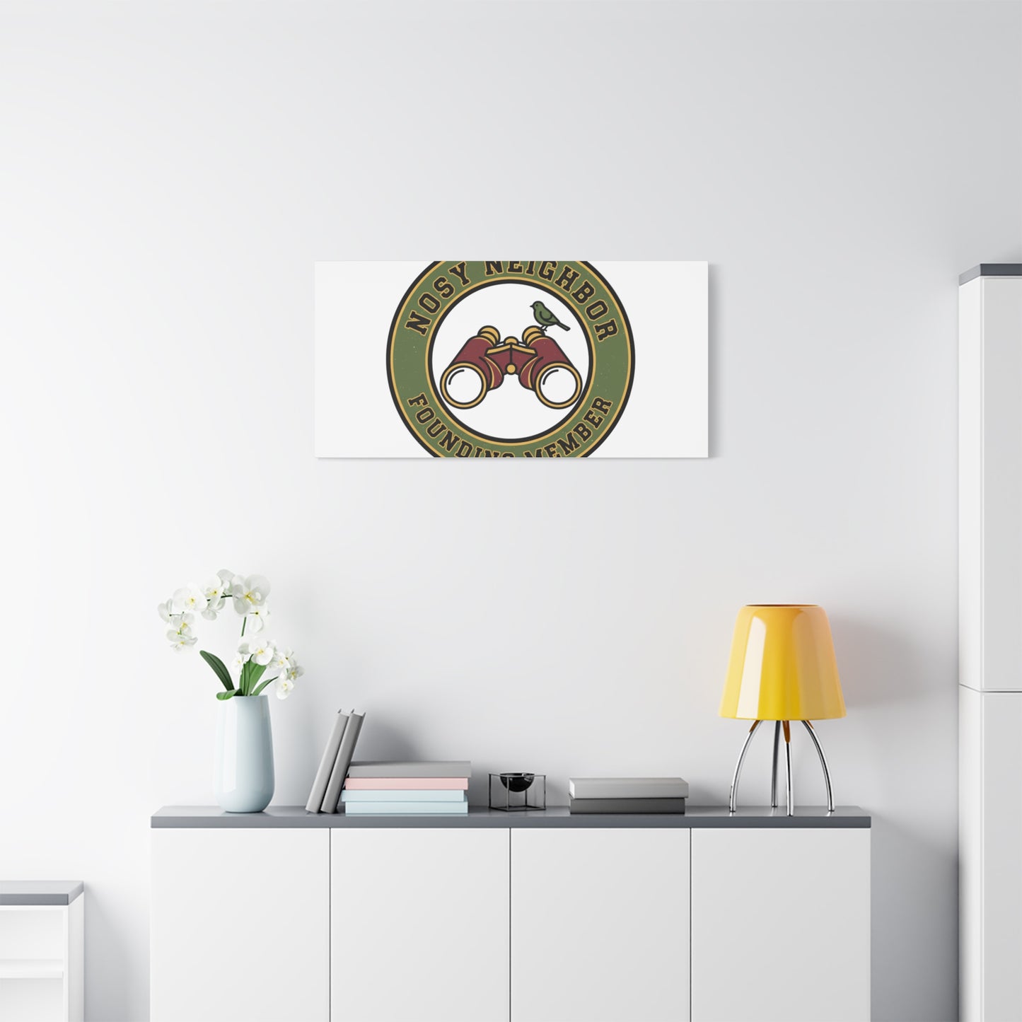 Nosy Neighbor Binoculars Logo Canvas — Retro Birding Art | Grandpa Core Country Core | Flipped Stitch