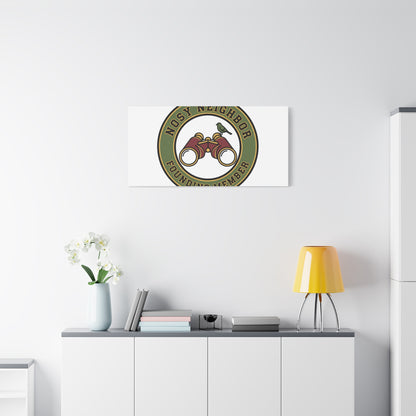 Nosy Neighbor Binoculars Logo Canvas — Retro Birding Art | Grandpa Core Country Core | Flipped Stitch