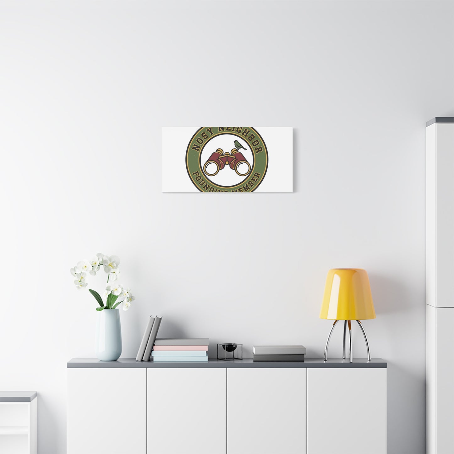 Nosy Neighbor Binoculars Logo Canvas — Retro Birding Art | Grandpa Core Country Core | Flipped Stitch