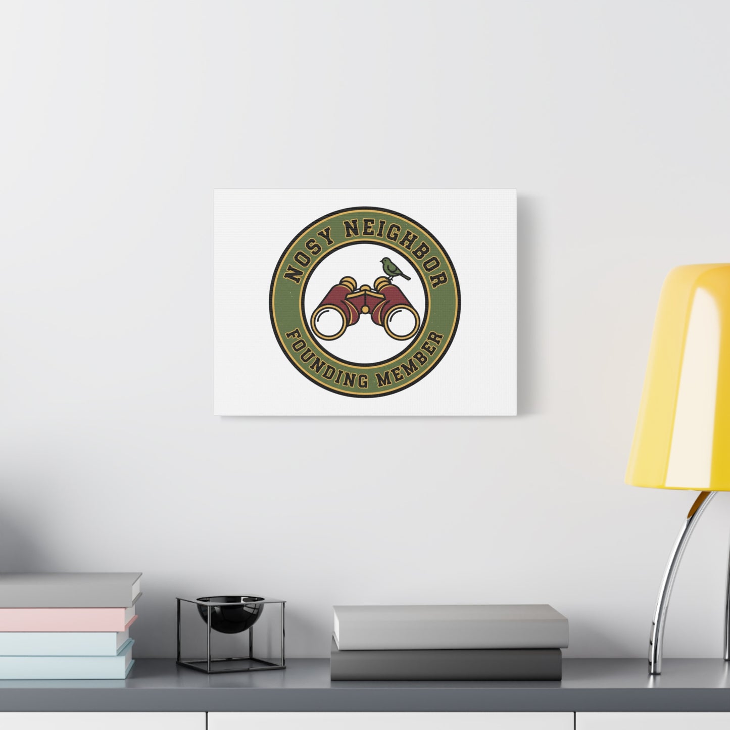 Nosy Neighbor Binoculars Logo Canvas — Retro Birding Art | Grandpa Core Country Core | Flipped Stitch