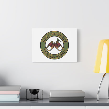 Nosy Neighbor Binoculars Logo Canvas — Retro Birding Art | Grandpa Core Country Core | Flipped Stitch