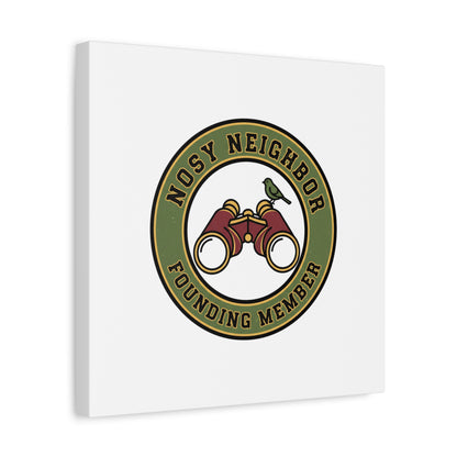 Nosy Neighbor Binoculars Logo Canvas — Retro Birding Art | Grandpa Core Country Core | Flipped Stitch