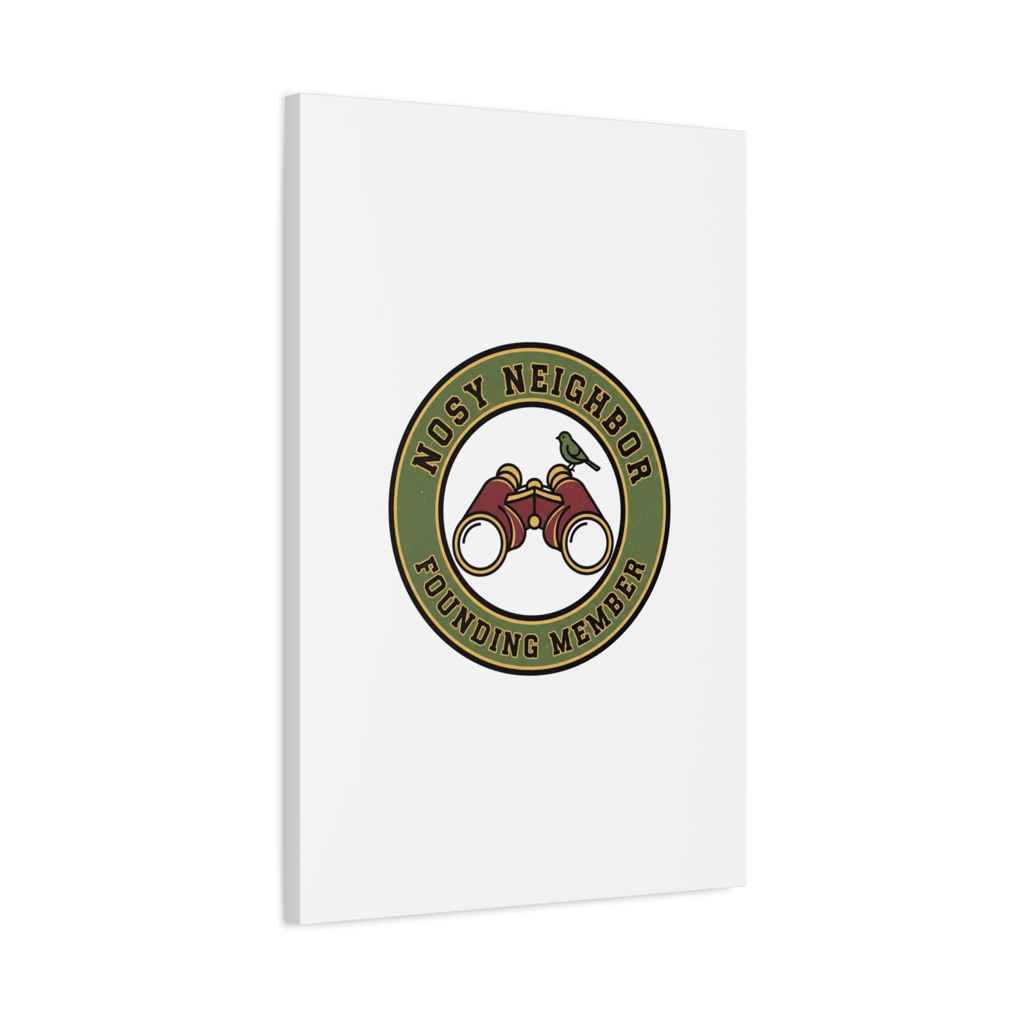 Nosy Neighbor Binoculars Logo Canvas — Retro Birding Art | Grandpa Core Country Core | Flipped Stitch