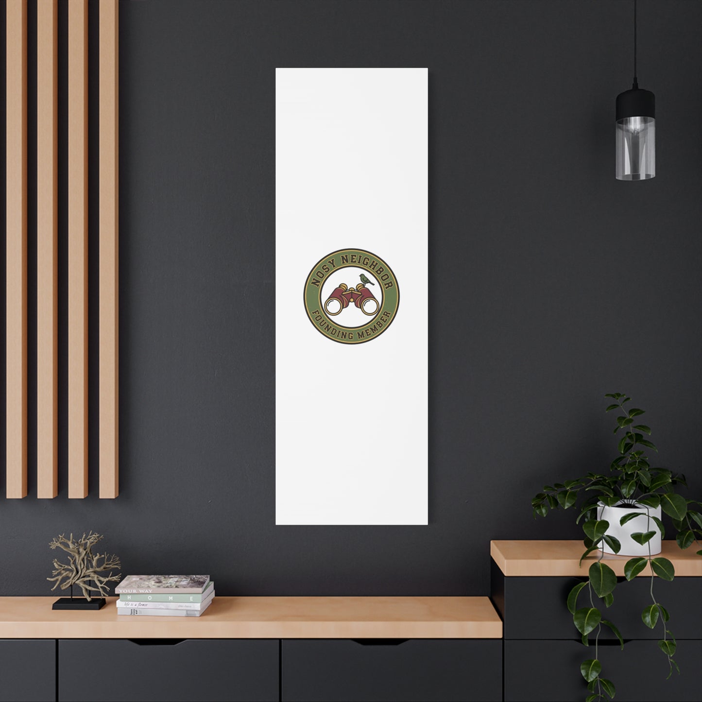 Nosy Neighbor Binoculars Logo Canvas — Retro Birding Art | Grandpa Core Country Core | Flipped Stitch