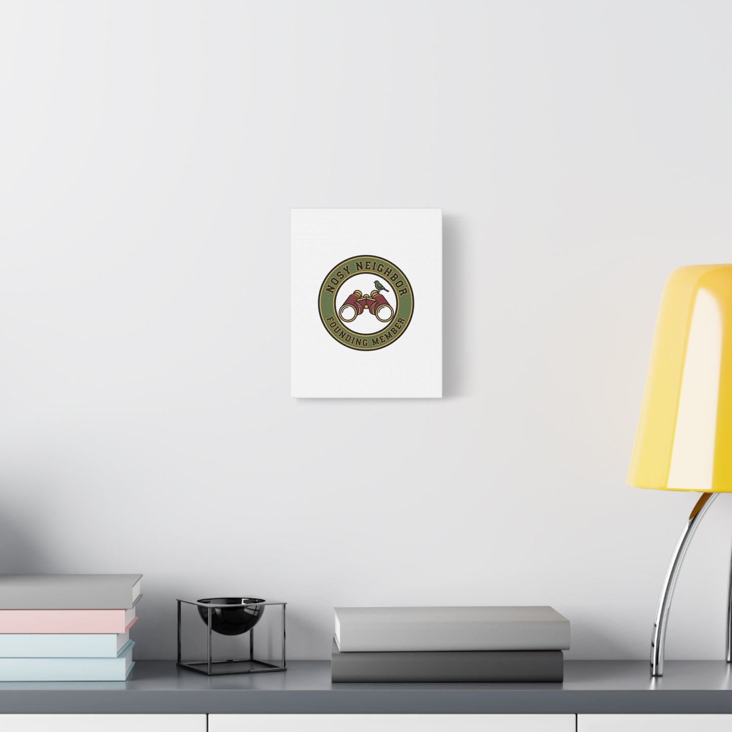 Nosy Neighbor Binoculars Logo Canvas — Retro Birding Art | Grandpa Core Country Core | Flipped Stitch