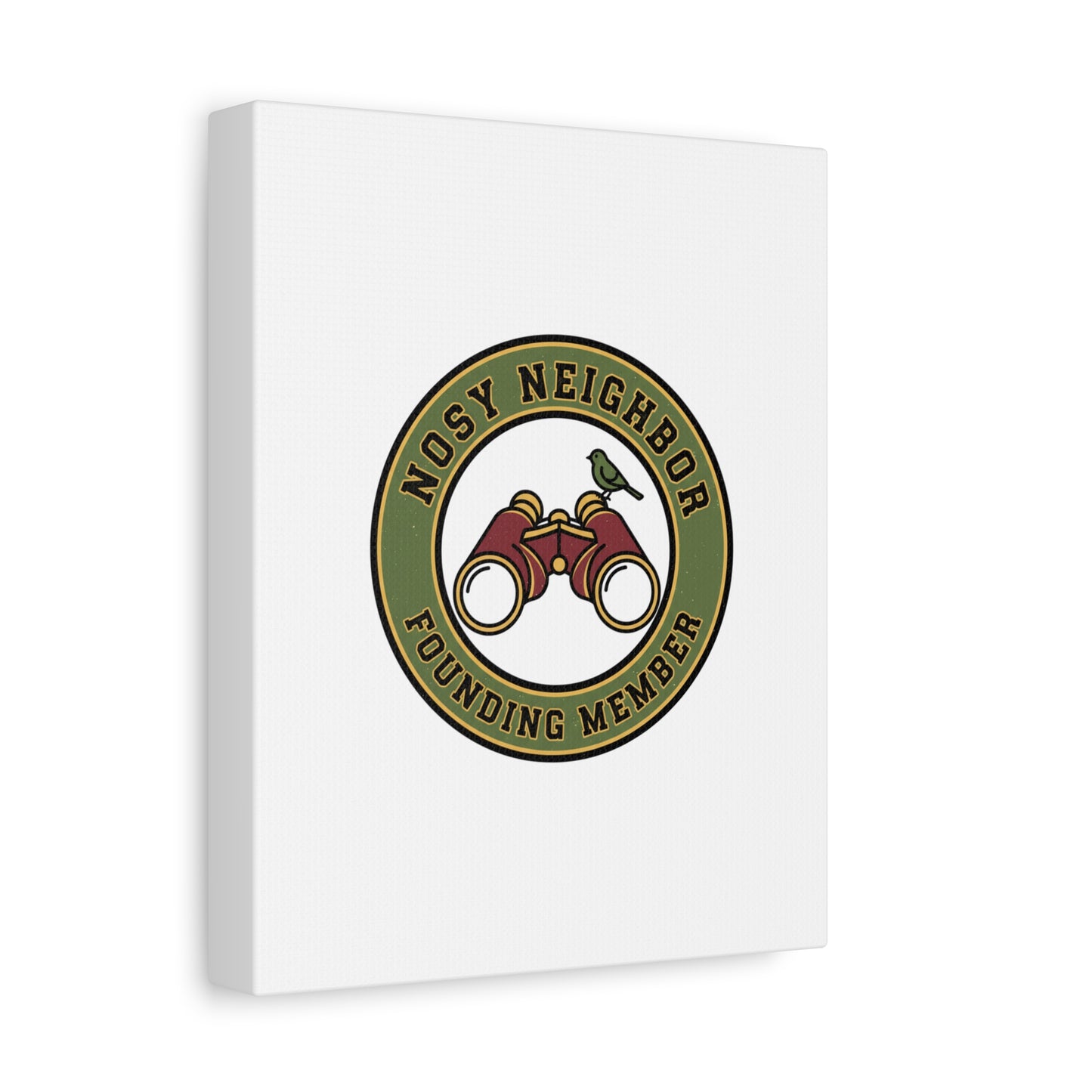 Nosy Neighbor Binoculars Logo Canvas — Retro Birding Art | Grandpa Core Country Core | Flipped Stitch