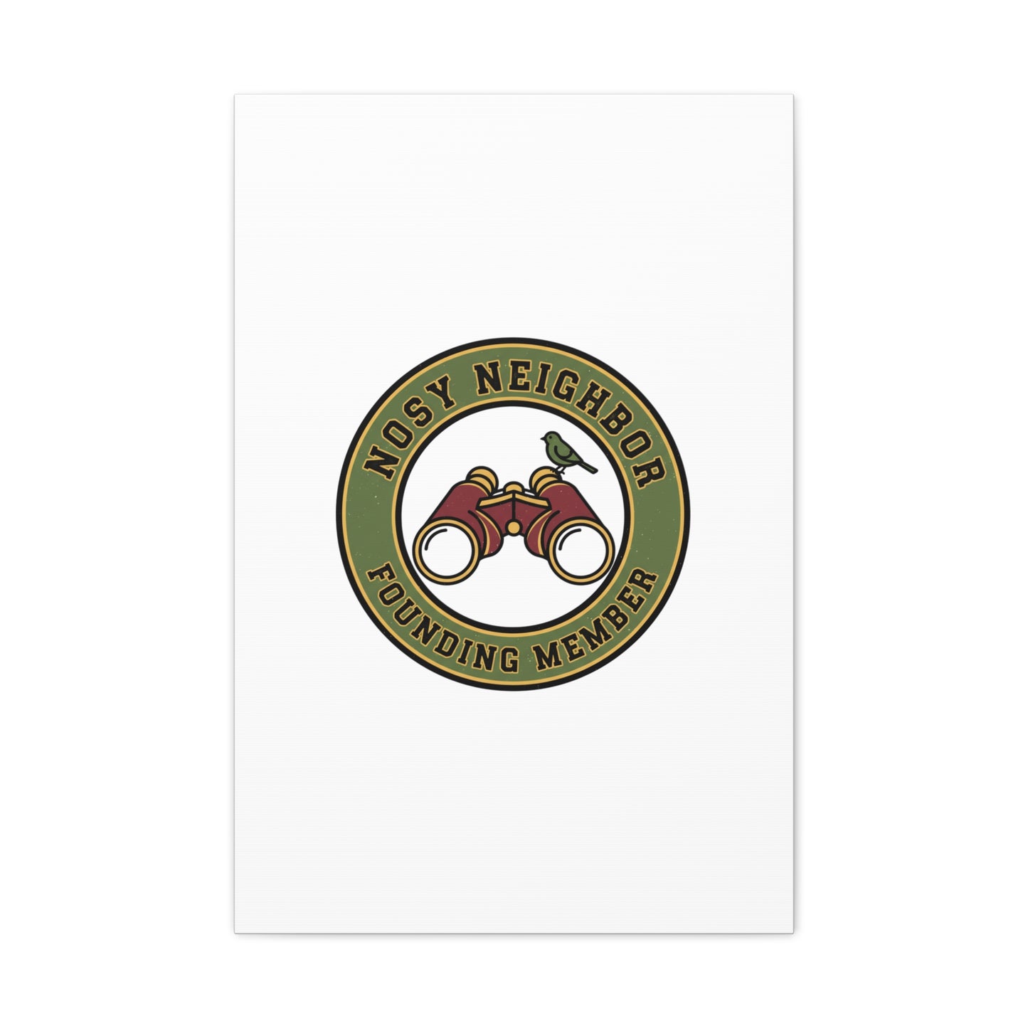 Nosy Neighbor Binoculars Logo Canvas — Retro Birding Art | Grandpa Core Country Core | Flipped Stitch