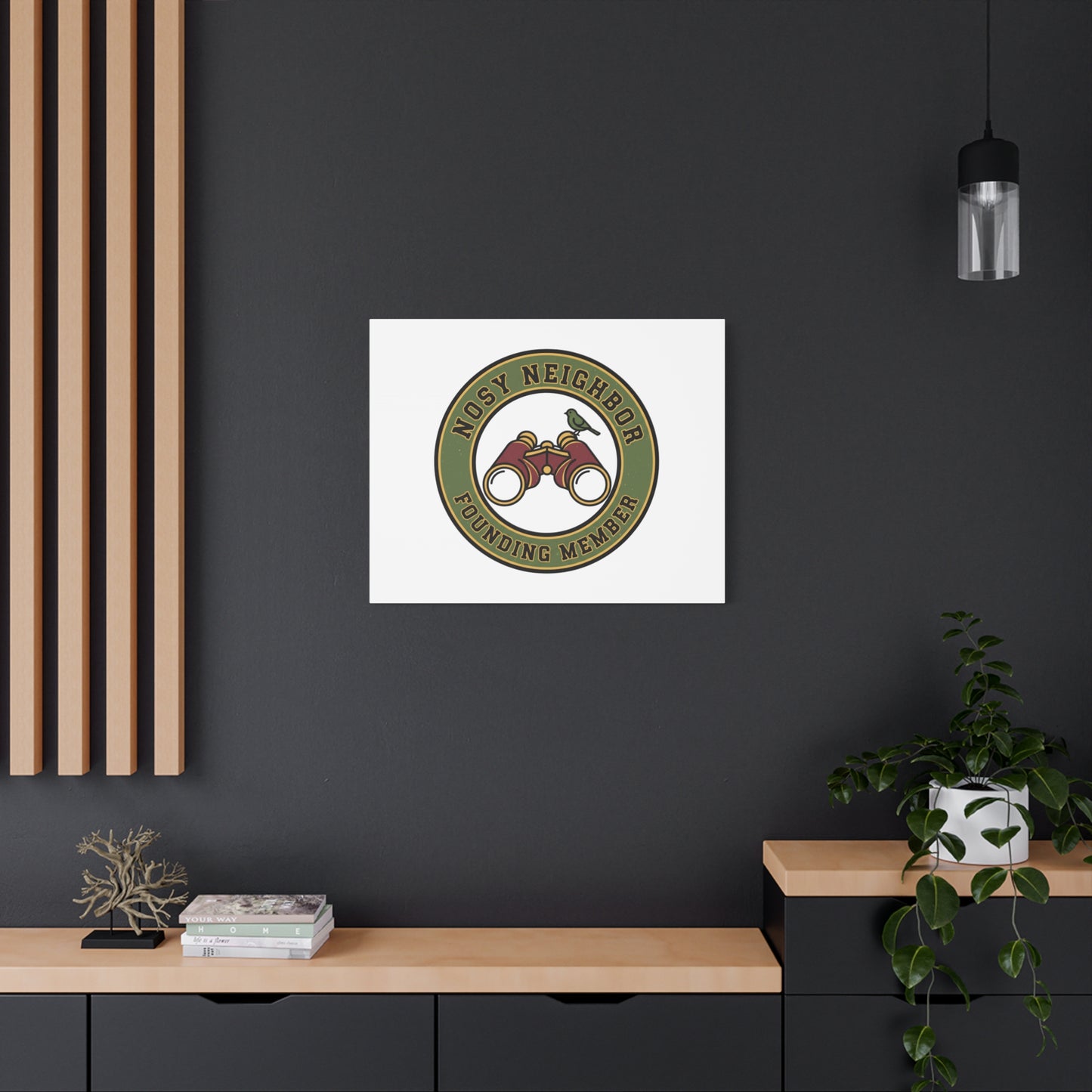 Nosy Neighbor Binoculars Logo Canvas — Retro Birding Art | Grandpa Core Country Core | Flipped Stitch