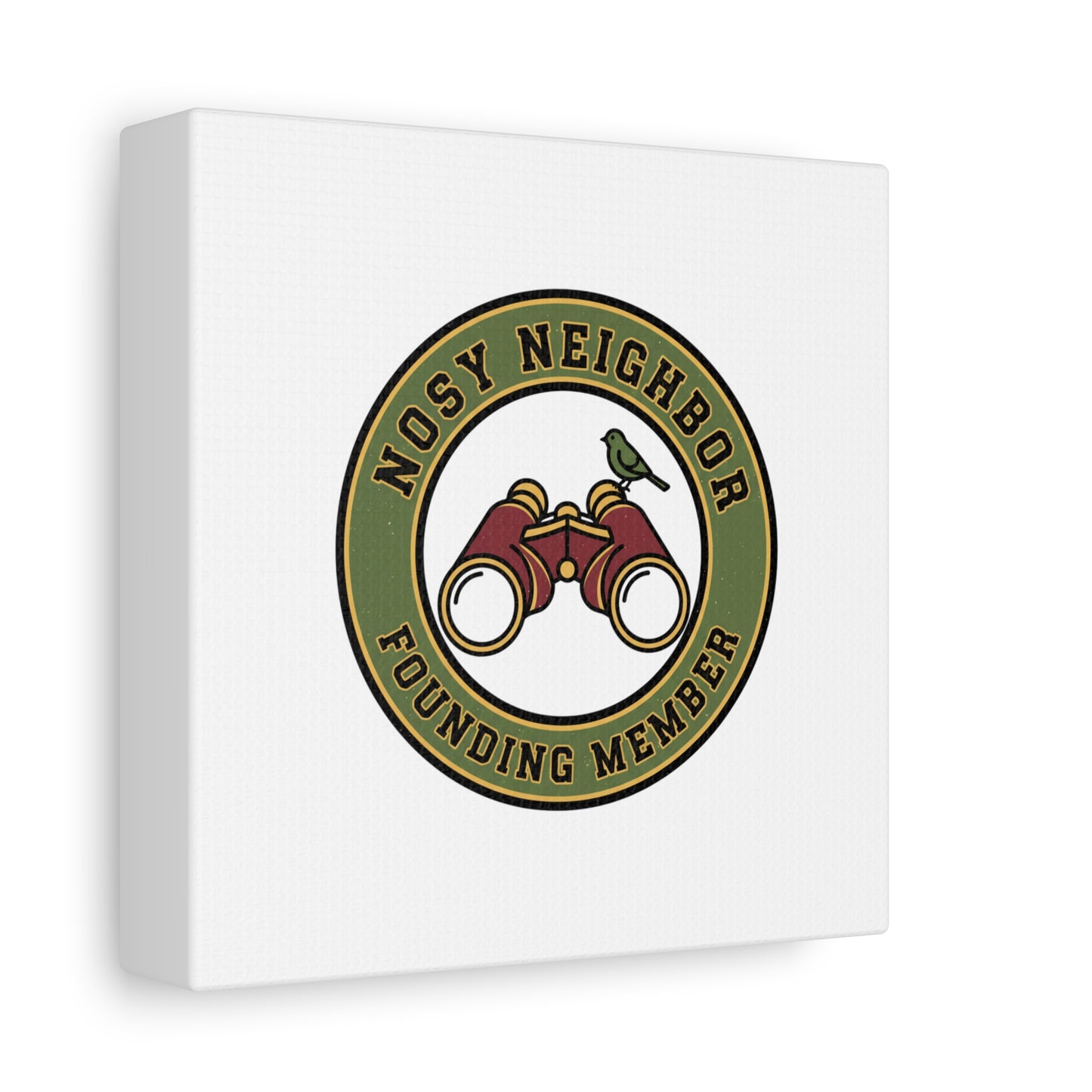 Nosy Neighbor Binoculars Logo Canvas — Retro Birding Art | Grandpa Core Country Core | Flipped Stitch