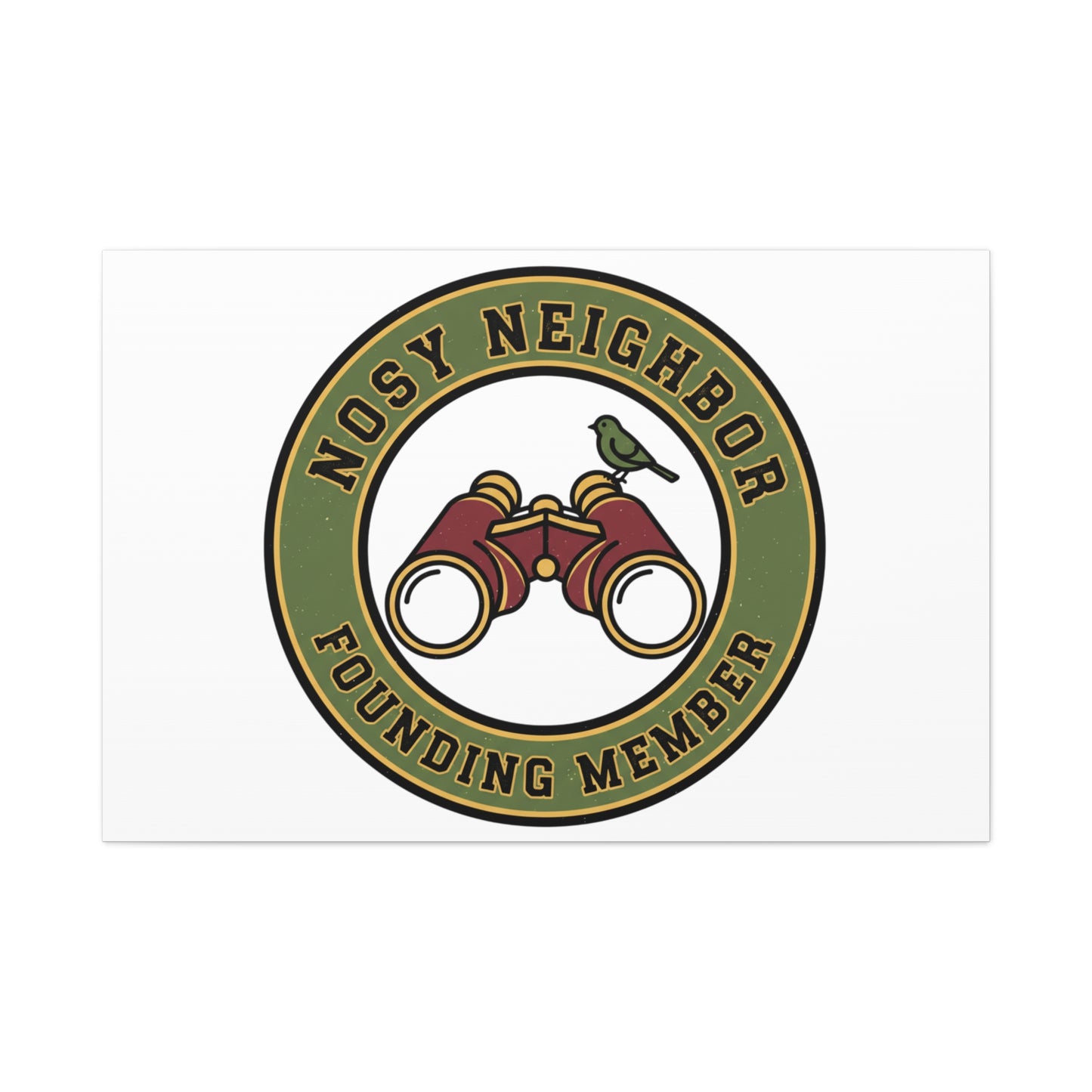 Nosy Neighbor Binoculars Logo Canvas — Retro Birding Art | Grandpa Core Country Core | Flipped Stitch