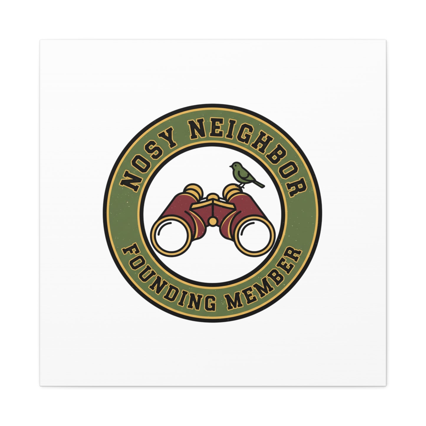 Nosy Neighbor Binoculars Logo Canvas — Retro Birding Art | Grandpa Core Country Core | Flipped Stitch