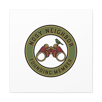 Nosy Neighbor Binoculars Logo Canvas — Retro Birding Art | Grandpa Core Country Core | Flipped Stitch