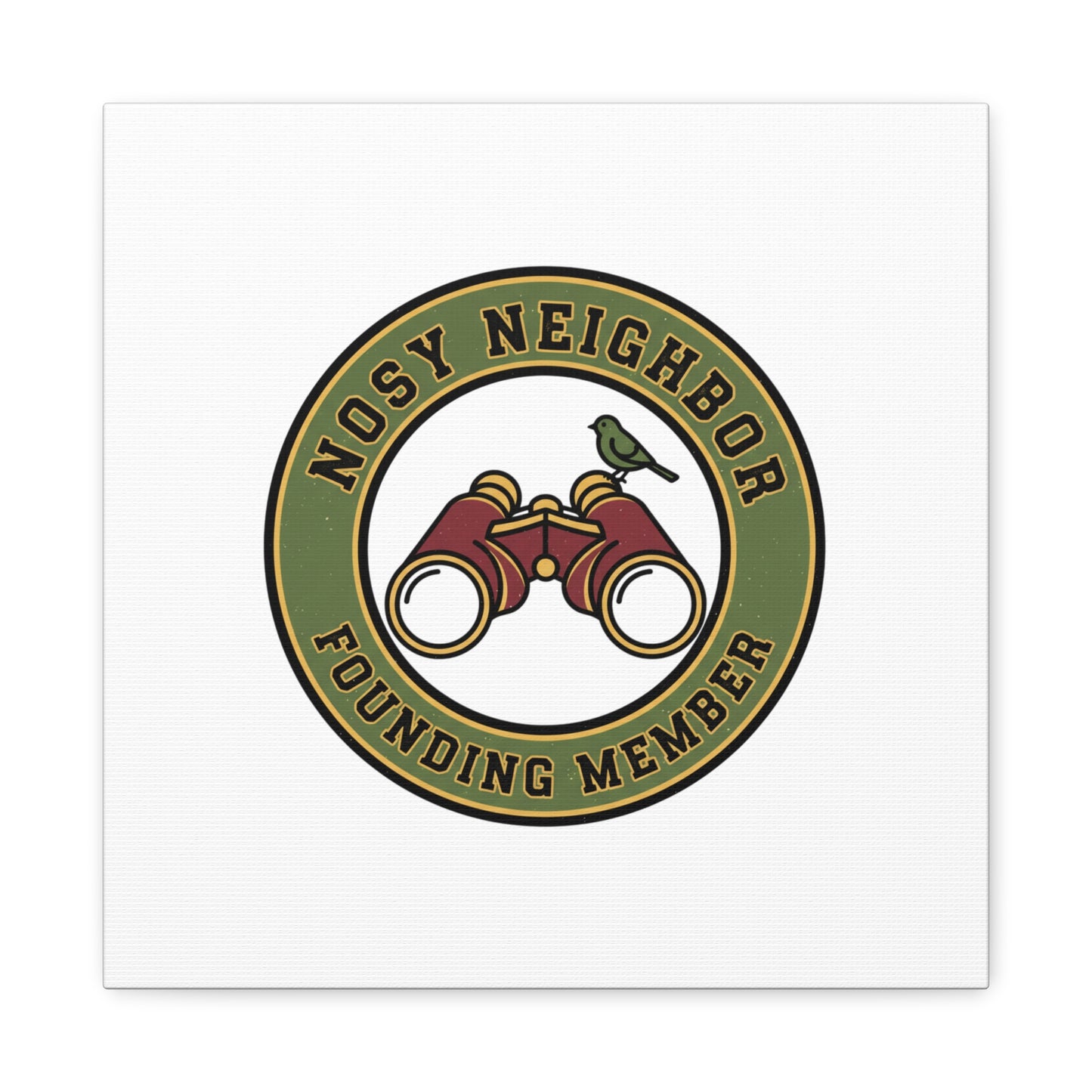 Nosy Neighbor Binoculars Logo Canvas — Retro Birding Art | Grandpa Core Country Core | Flipped Stitch