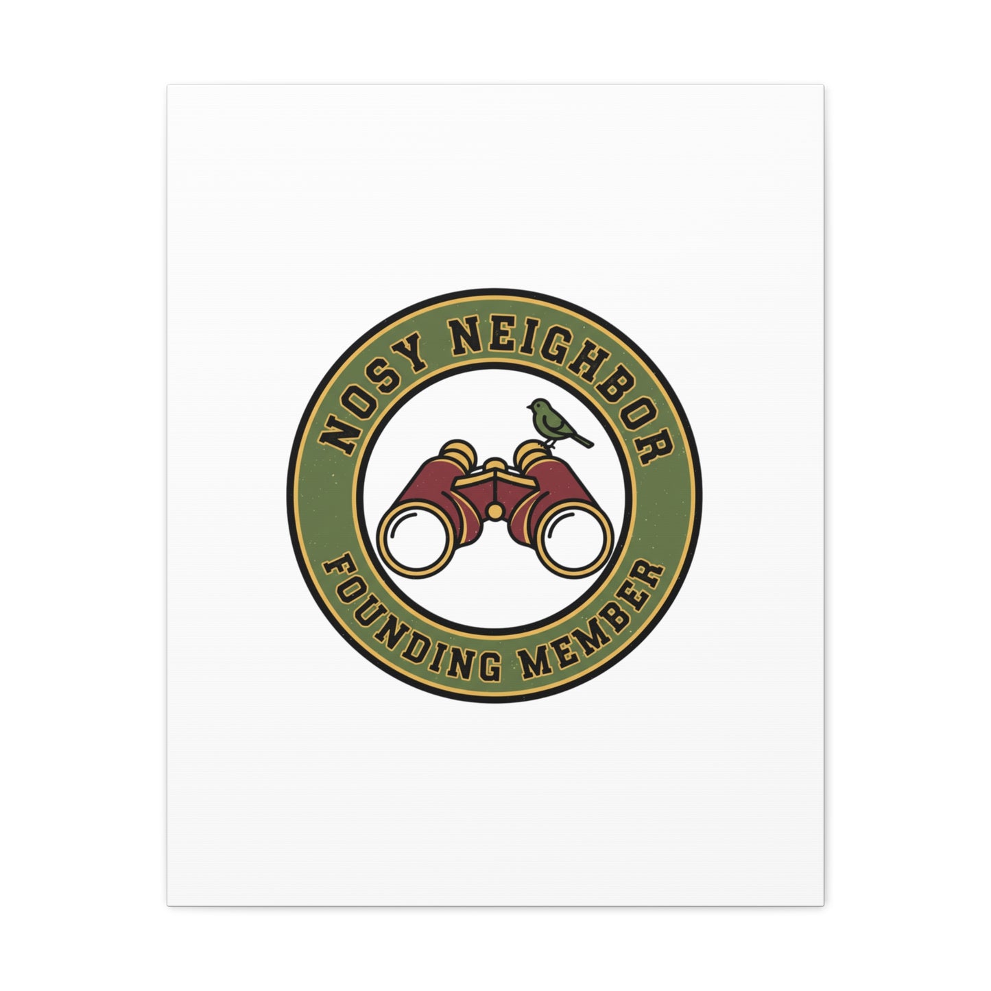 Nosy Neighbor Binoculars Logo Canvas — Retro Birding Art | Grandpa Core Country Core | Flipped Stitch