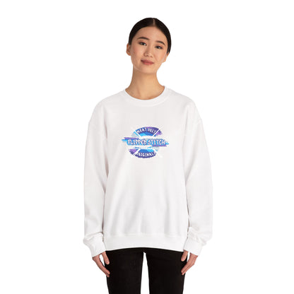 Blue Holographic Kiss Logo Crewneck Sweatshirt — Unisex Aesthetic Streetwear | Flipped Stitch