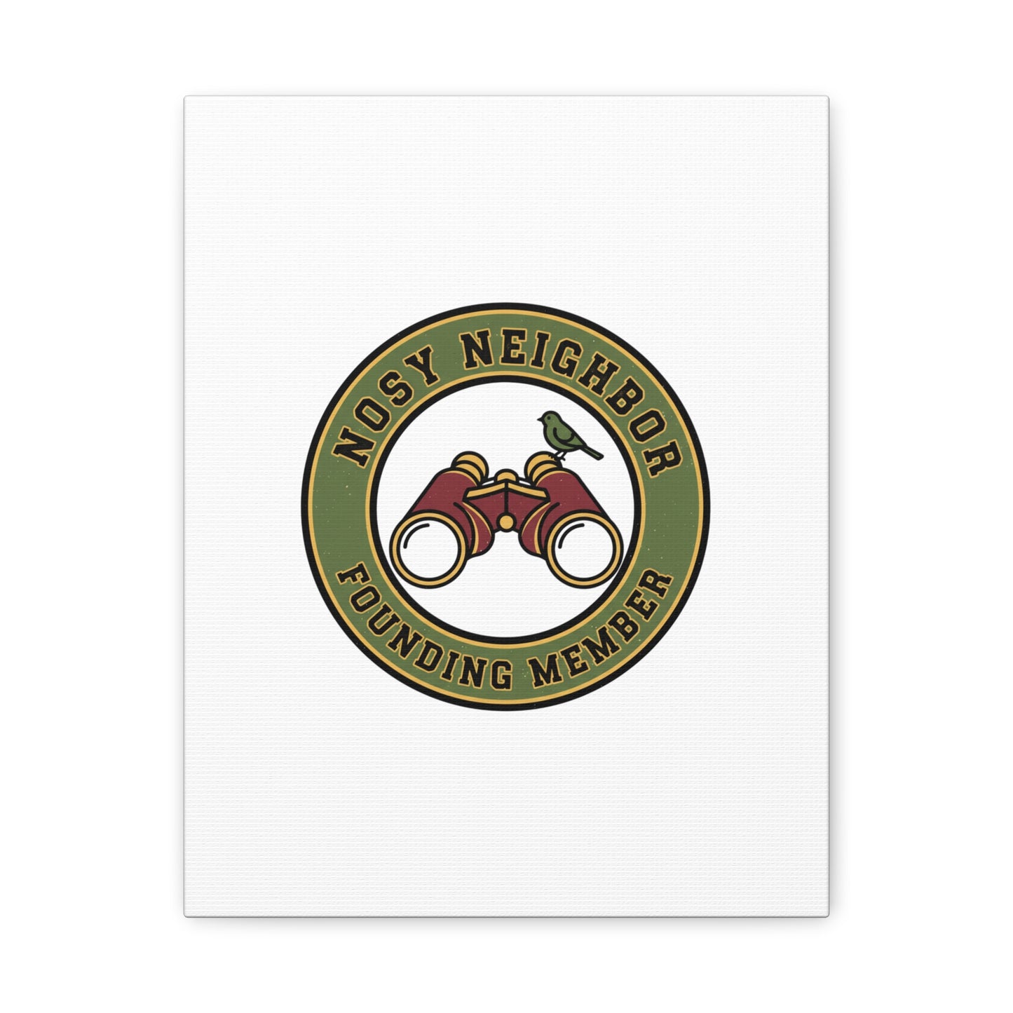 Nosy Neighbor Binoculars Logo Canvas — Retro Birding Art | Grandpa Core Country Core | Flipped Stitch