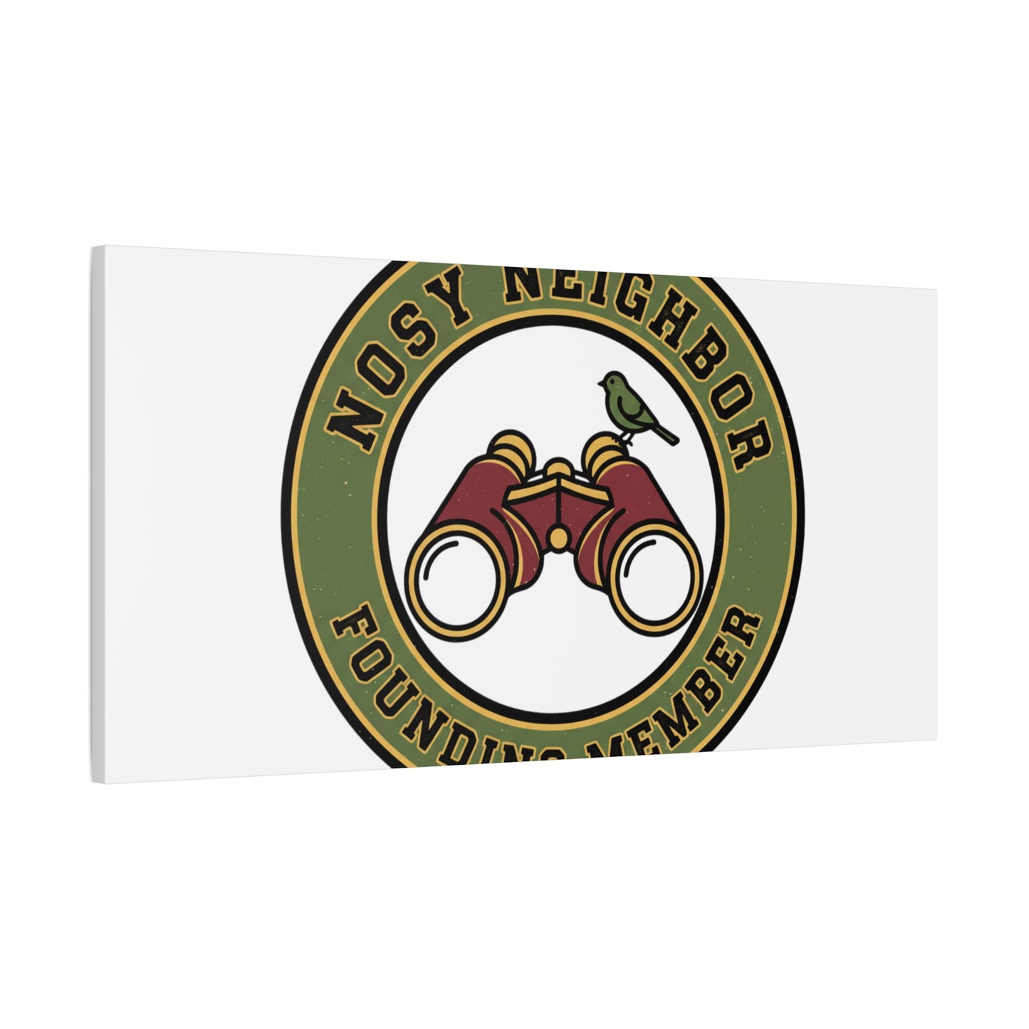 Nosy Neighbor Binoculars Logo Canvas — Retro Birding Art | Grandpa Core Country Core | Flipped Stitch