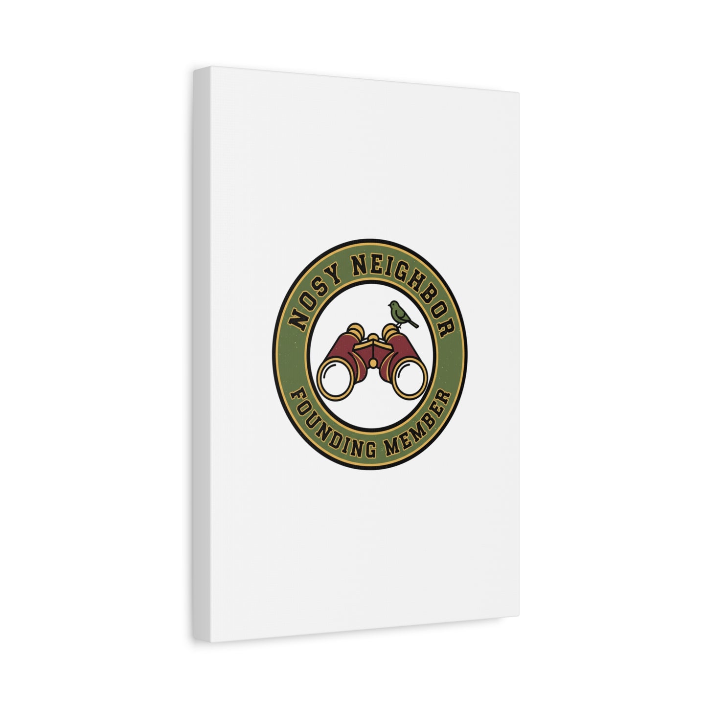 Nosy Neighbor Binoculars Logo Canvas — Retro Birding Art | Grandpa Core Country Core | Flipped Stitch