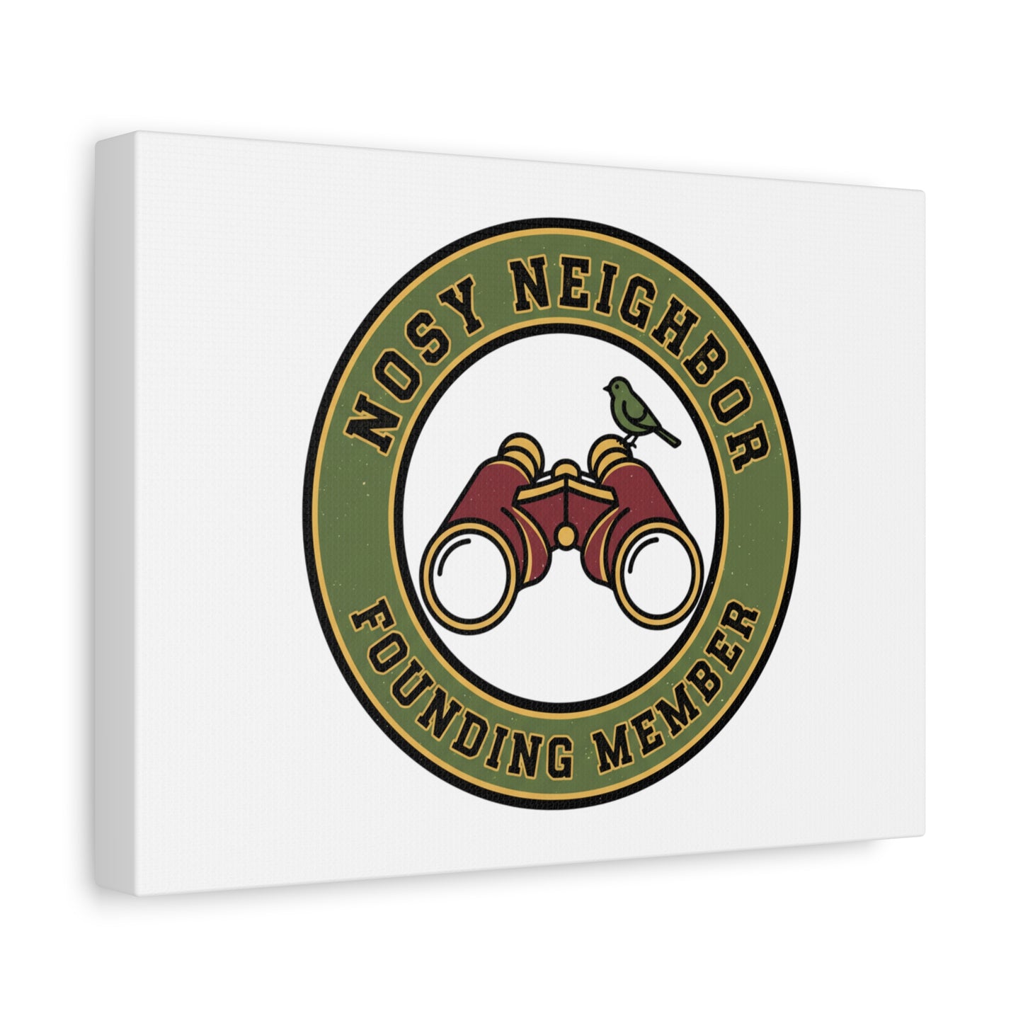Nosy Neighbor Binoculars Logo Canvas — Retro Birding Art | Grandpa Core Country Core | Flipped Stitch