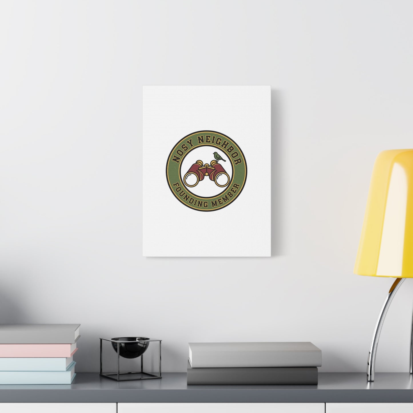 Nosy Neighbor Binoculars Logo Canvas — Retro Birding Art | Grandpa Core Country Core | Flipped Stitch