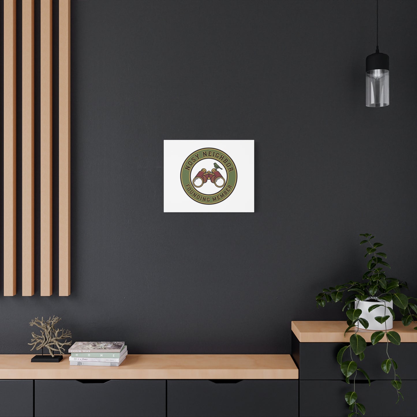 Nosy Neighbor Binoculars Logo Canvas — Retro Birding Art | Grandpa Core Country Core | Flipped Stitch