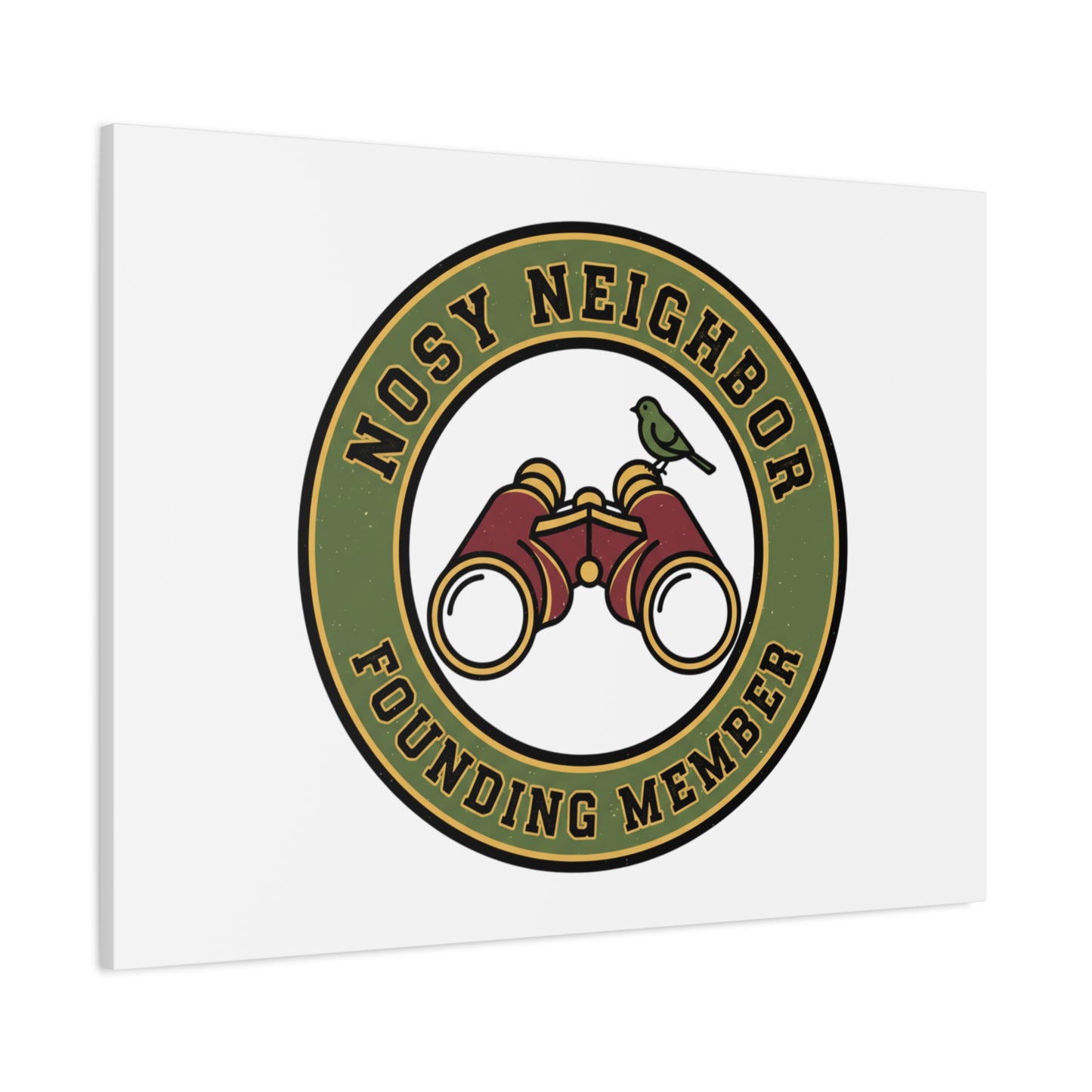 Nosy Neighbor Binoculars Logo Canvas — Retro Birding Art | Grandpa Core Country Core | Flipped Stitch