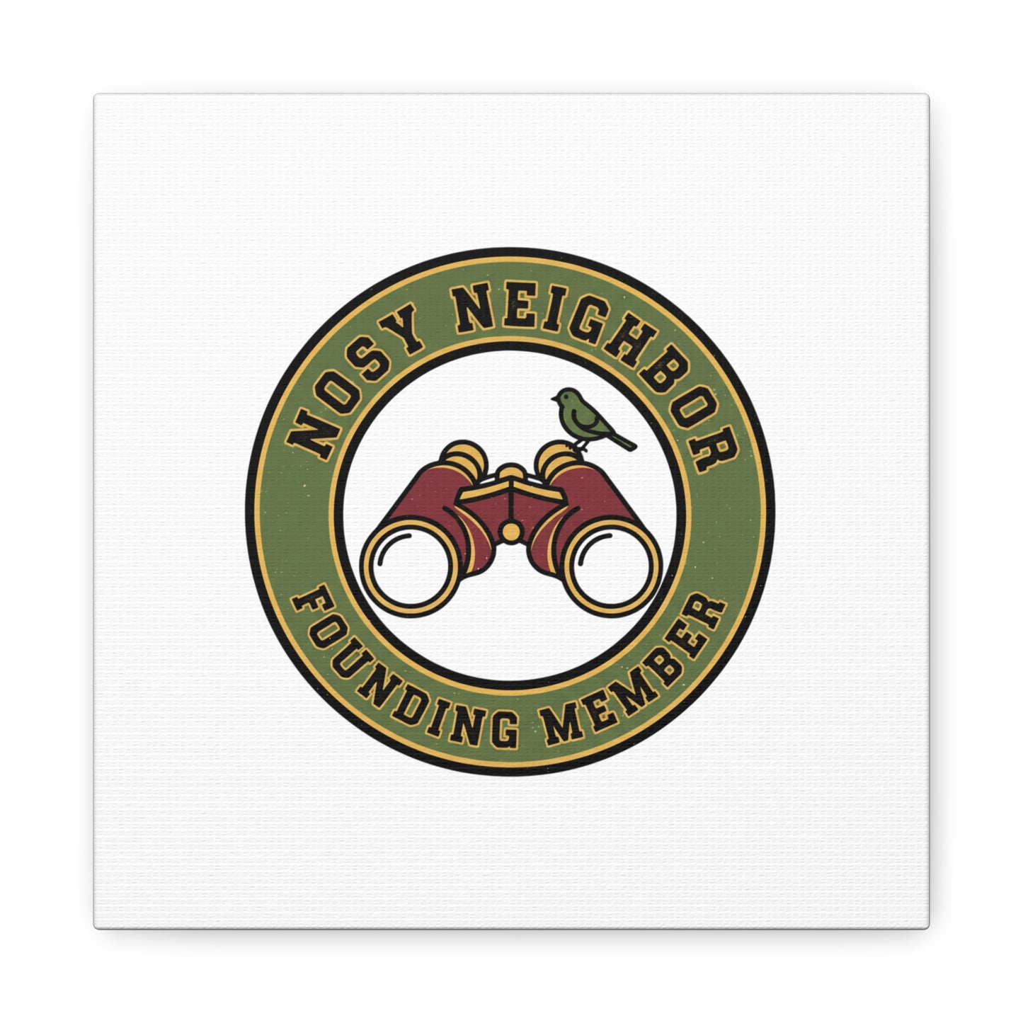 Nosy Neighbor Binoculars Logo Canvas — Retro Birding Art | Grandpa Core Country Core | Flipped Stitch