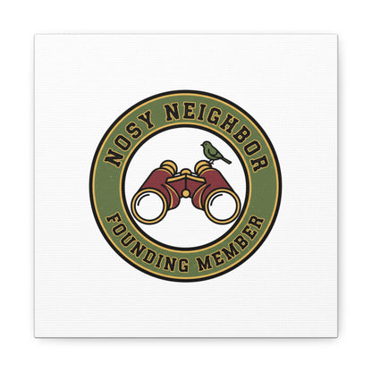 Nosy Neighbor Binoculars Logo Canvas — Retro Birding Art | Grandpa Core Country Core | Flipped Stitch