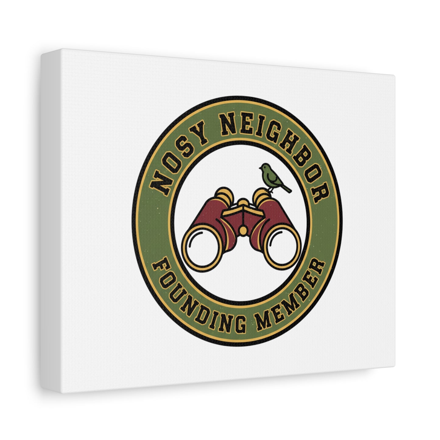 Nosy Neighbor Binoculars Logo Canvas — Retro Birding Art | Grandpa Core Country Core | Flipped Stitch