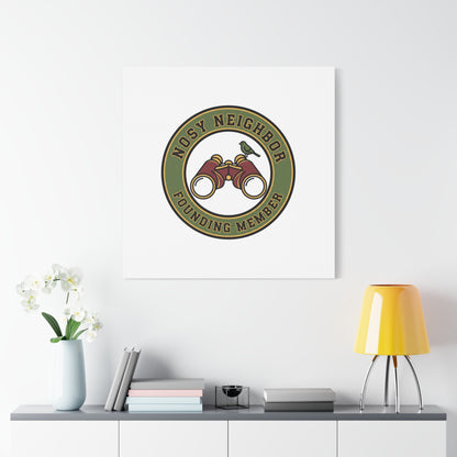 Nosy Neighbor Binoculars Logo Canvas — Retro Birding Art | Grandpa Core Country Core | Flipped Stitch