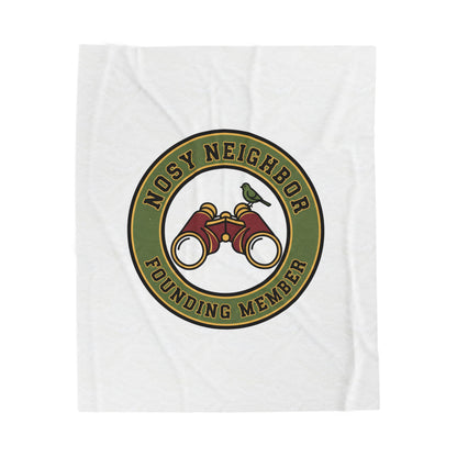 Nosy Neighbor Founding Member Velveteen Plush Blanket — Grandpa Core Retro Birding | Flipped Stitch