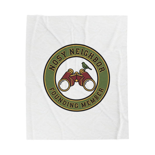 Nosy Neighbor Founding Member Velveteen Plush Blanket — Grandpa Core Retro Birding | Flipped Stitch
