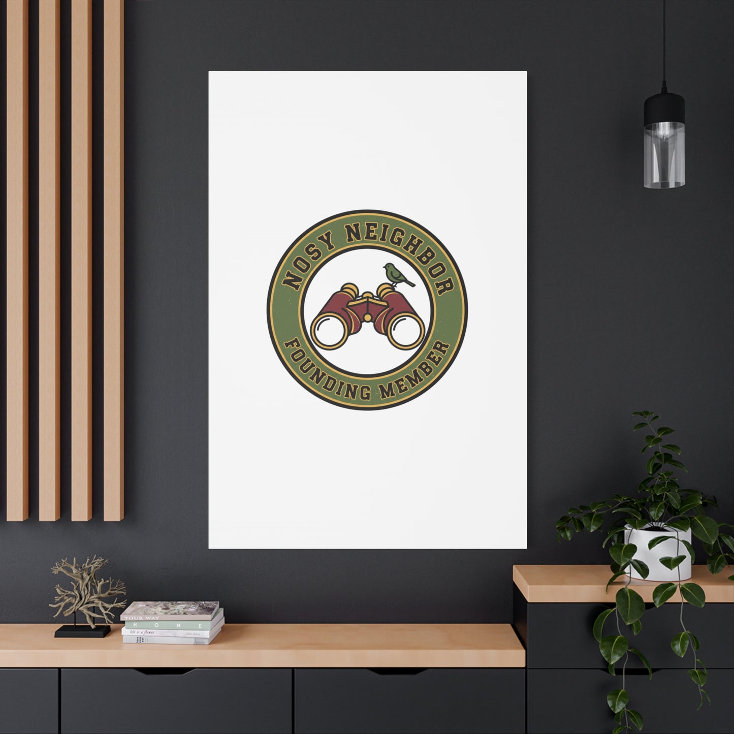 Nosy Neighbor Binoculars Logo Canvas — Retro Birding Art | Grandpa Core Country Core | Flipped Stitch