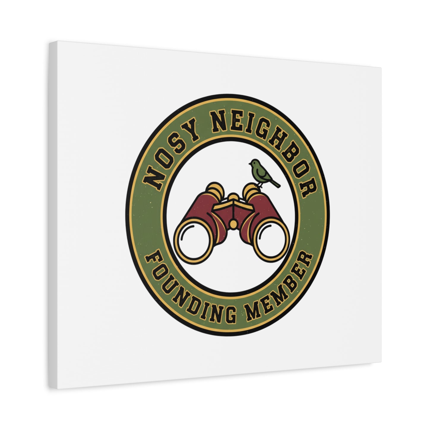 Nosy Neighbor Binoculars Logo Canvas — Retro Birding Art | Grandpa Core Country Core | Flipped Stitch