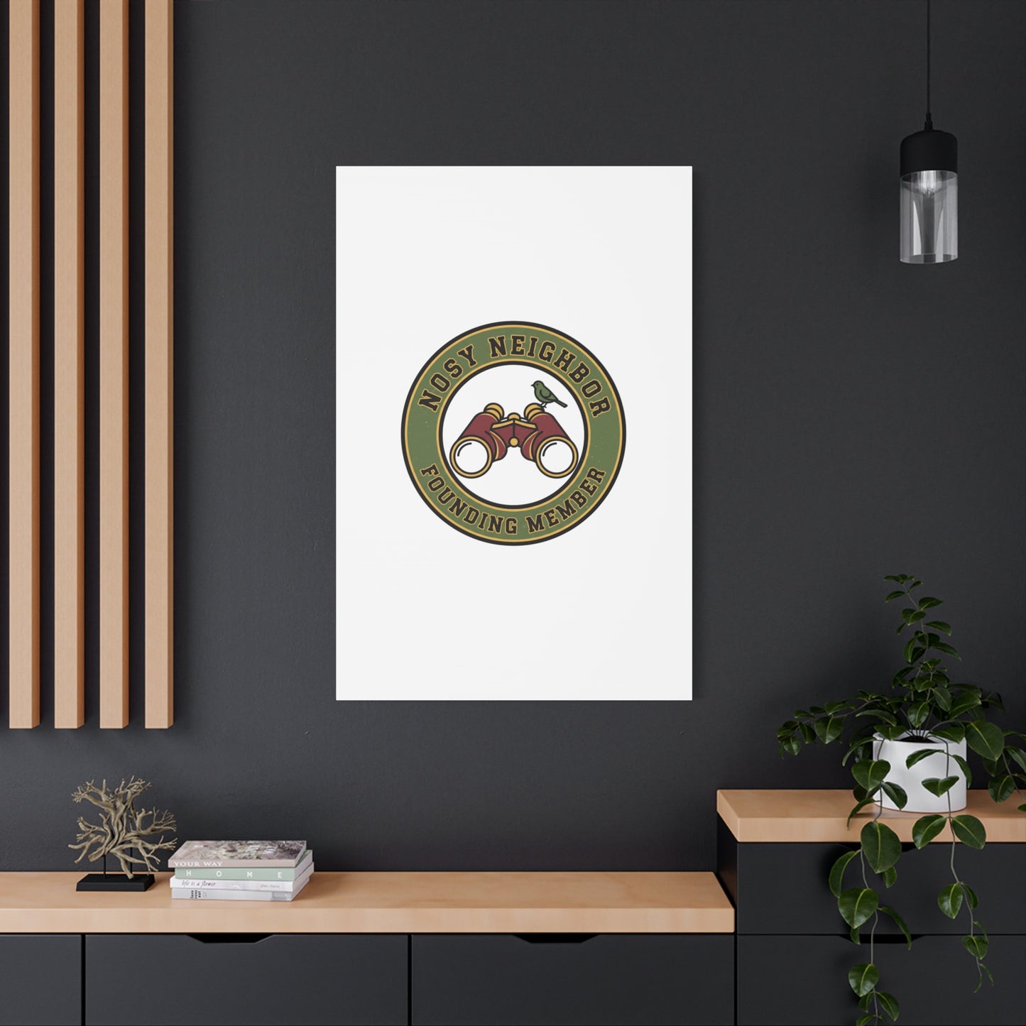 Nosy Neighbor Binoculars Logo Canvas — Retro Birding Art | Grandpa Core Country Core | Flipped Stitch