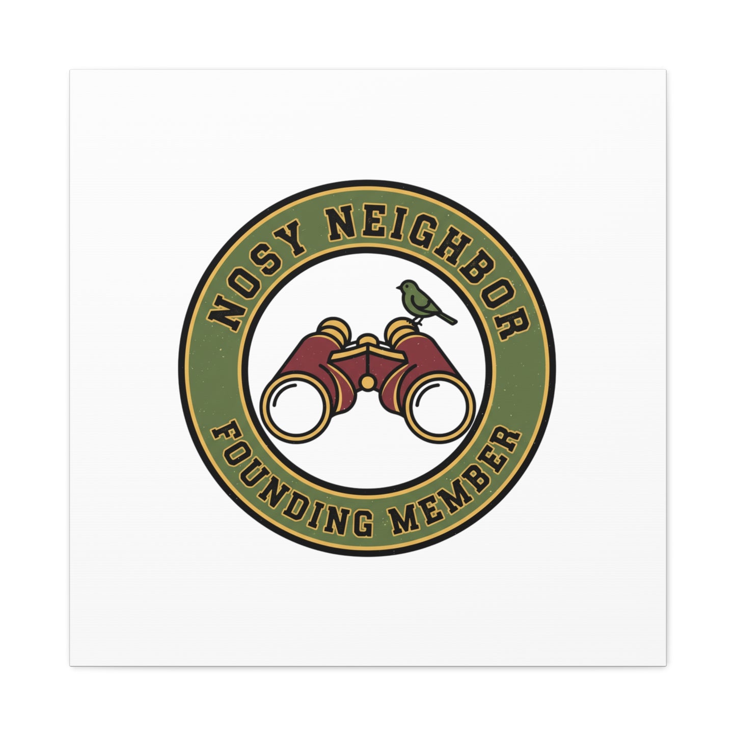 Nosy Neighbor Binoculars Logo Canvas — Retro Birding Art | Grandpa Core Country Core | Flipped Stitch