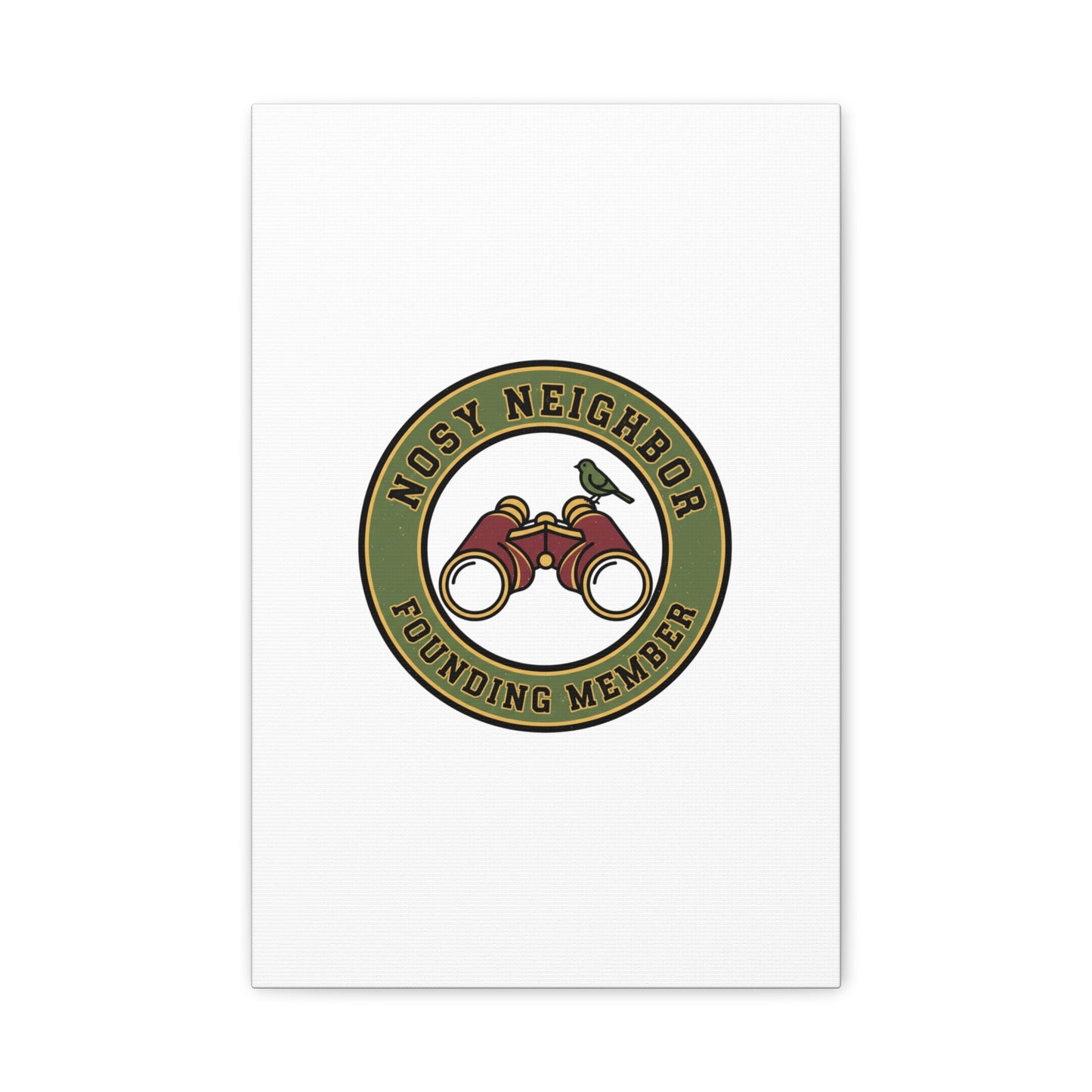 Nosy Neighbor Binoculars Logo Canvas — Retro Birding Art | Grandpa Core Country Core | Flipped Stitch