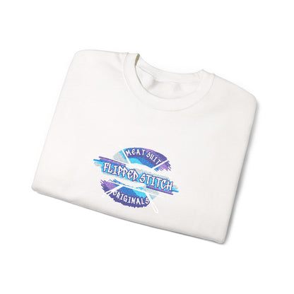 Blue Holographic Kiss Logo Crewneck Sweatshirt — Unisex Aesthetic Streetwear | Flipped Stitch