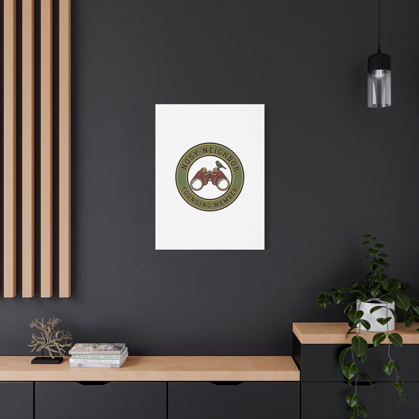 Nosy Neighbor Binoculars Logo Canvas — Retro Birding Art | Grandpa Core Country Core | Flipped Stitch