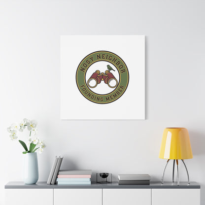 Nosy Neighbor Binoculars Logo Canvas — Retro Birding Art | Grandpa Core Country Core | Flipped Stitch