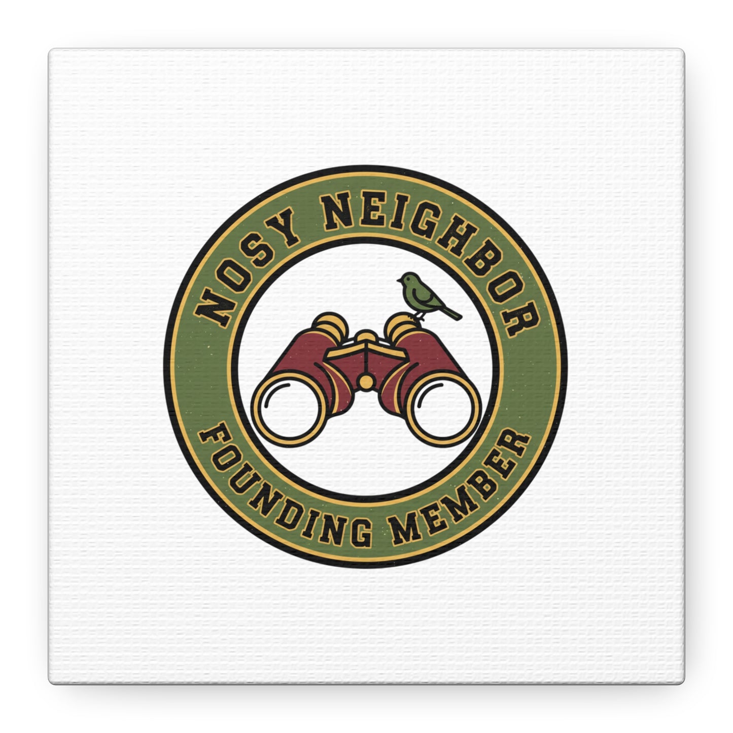 Nosy Neighbor Binoculars Logo Canvas — Retro Birding Art | Grandpa Core Country Core | Flipped Stitch