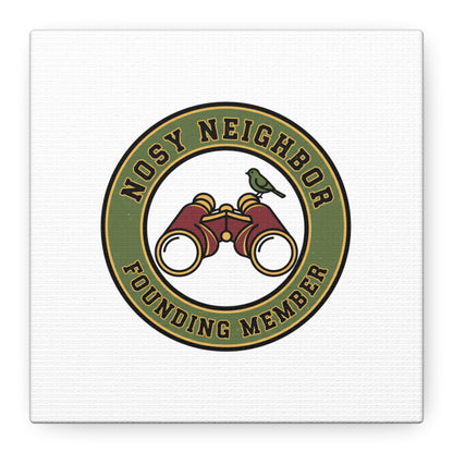 Nosy Neighbor Binoculars Logo Canvas — Retro Birding Art | Grandpa Core Country Core | Flipped Stitch