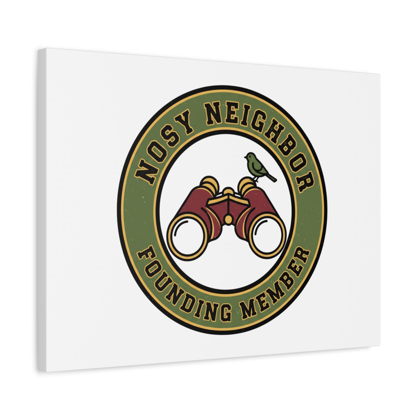 Nosy Neighbor Binoculars Logo Canvas — Retro Birding Art | Grandpa Core Country Core | Flipped Stitch