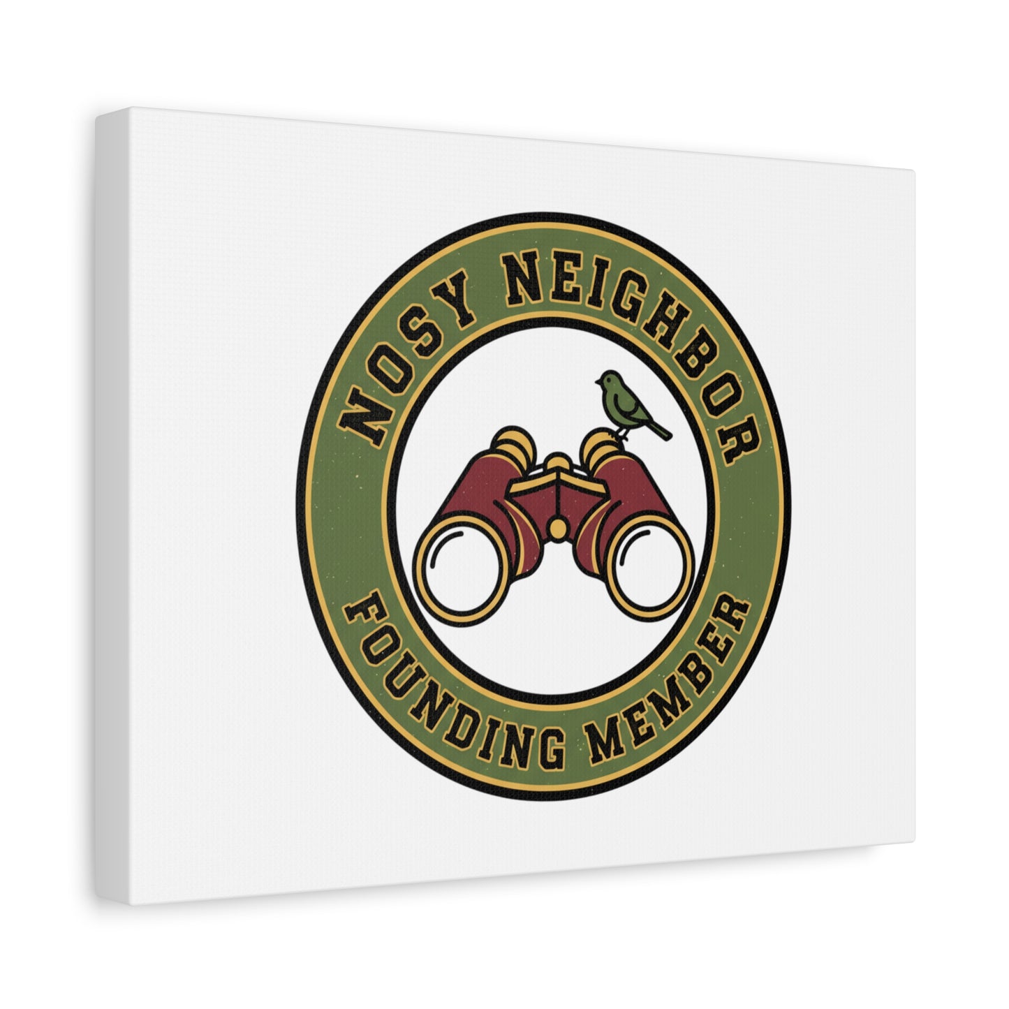 Nosy Neighbor Binoculars Logo Canvas — Retro Birding Art | Grandpa Core Country Core | Flipped Stitch
