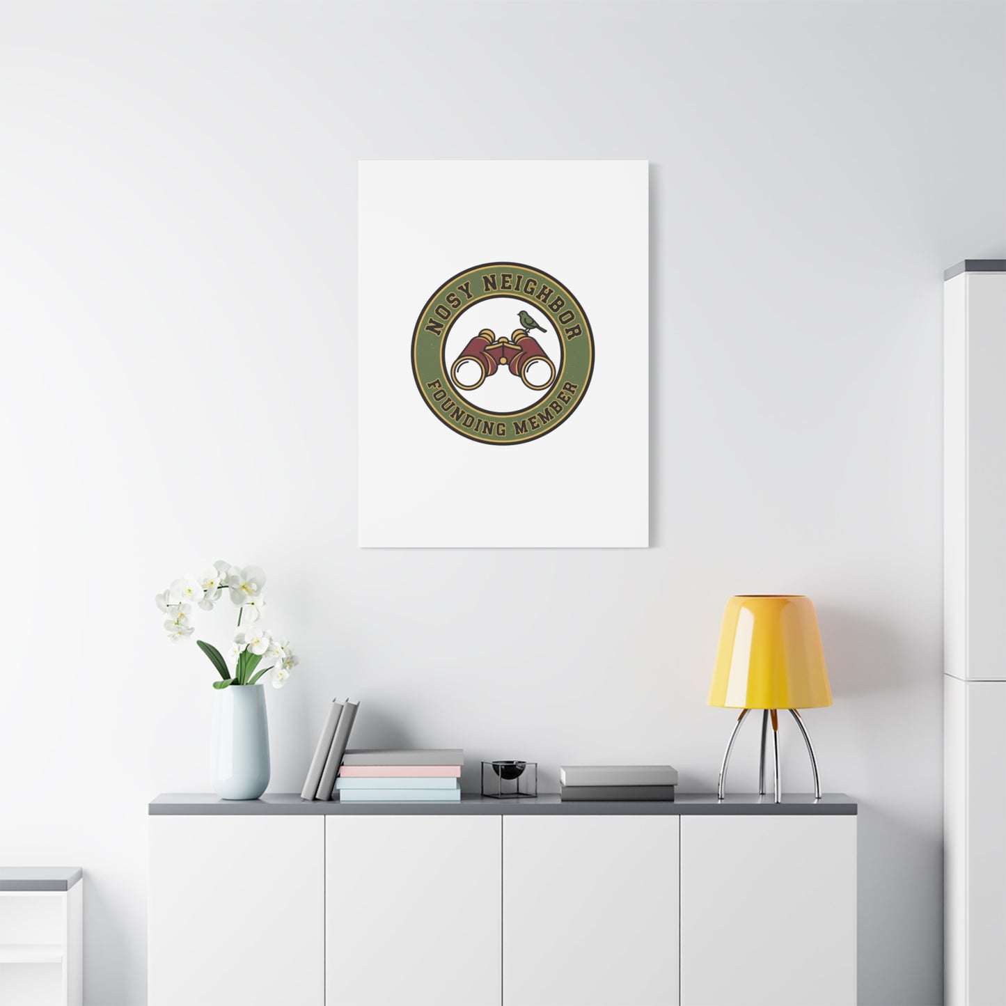 Nosy Neighbor Binoculars Logo Canvas — Retro Birding Art | Grandpa Core Country Core | Flipped Stitch
