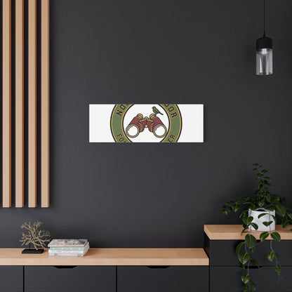 Nosy Neighbor Binoculars Logo Canvas — Retro Birding Art | Grandpa Core Country Core | Flipped Stitch