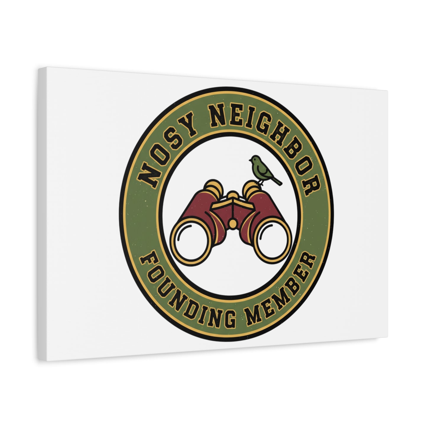 Nosy Neighbor Binoculars Logo Canvas — Retro Birding Art | Grandpa Core Country Core | Flipped Stitch